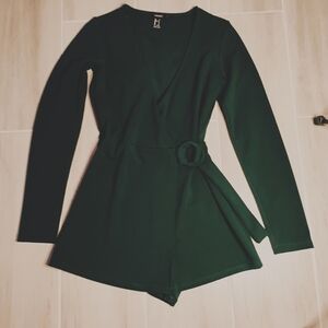 Forever 21 Belted Romper Forrest Green Size Small